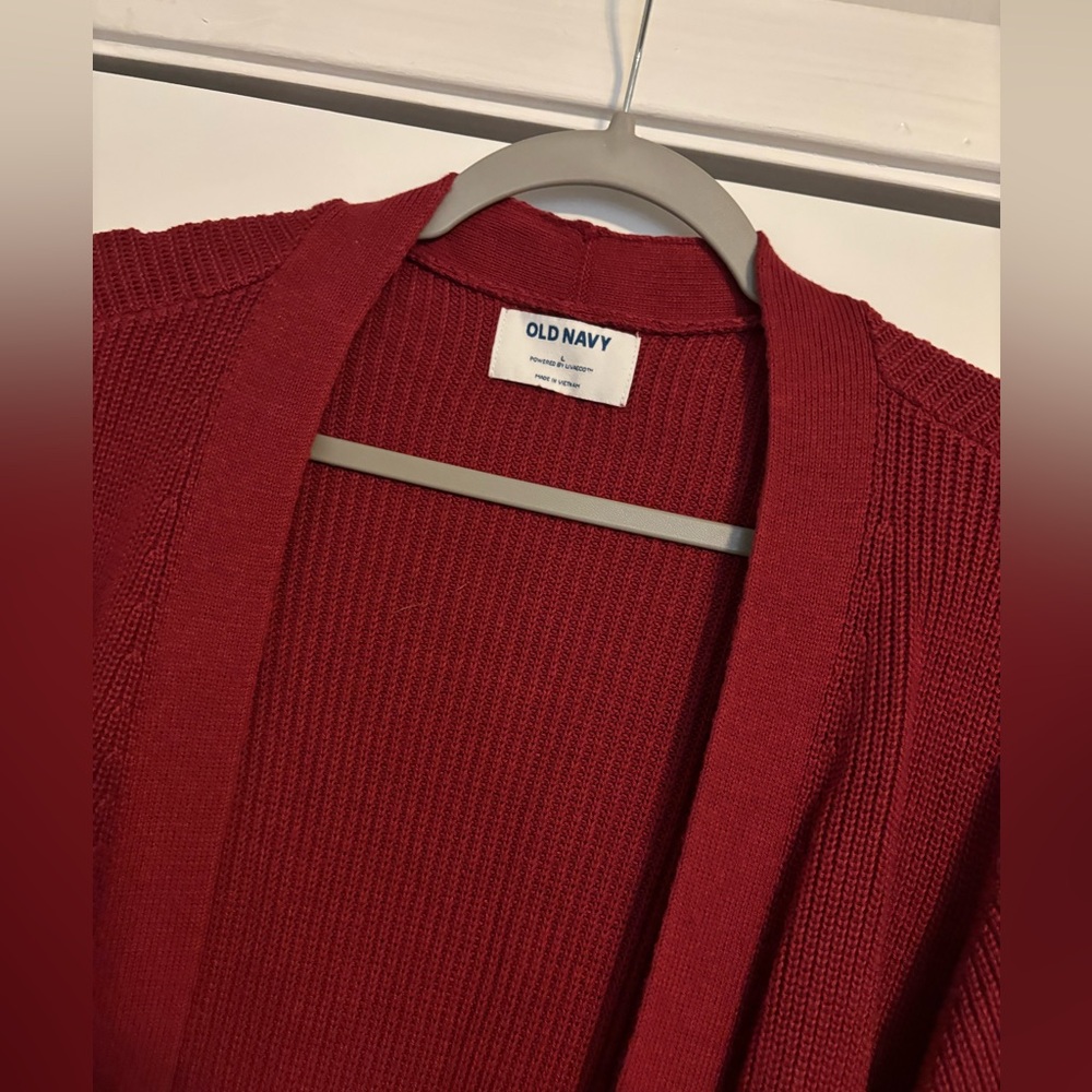 Old Navy Rich Red Open Front Cardigan - Picture 2 of 5